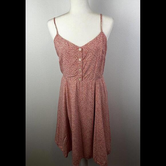GAP Pink Peach White Floral Sundress Spaghetti Strap Sz 8 Fit n Flare - Picture 1 of 11